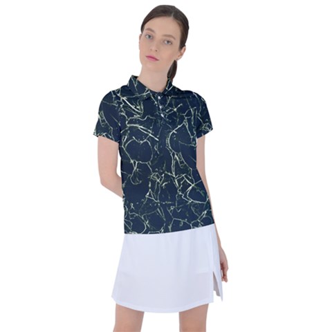 Neon Silhouette Leaves Print Pattern Women s Polo Tee by dflcprintsclothing