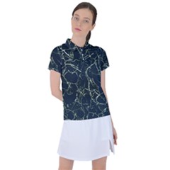 Neon Silhouette Leaves Print Pattern Women s Polo Tee