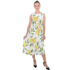 Lemons Midi Tie-back Chiffon Dress by Angelandspot