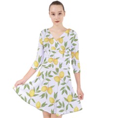 Lemons Quarter Sleeve Front Wrap Dress by Angelandspot