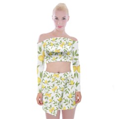 Lemons Off Shoulder Top With Mini Skirt Set