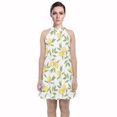 Lemons Velvet Halter Neckline Dress 