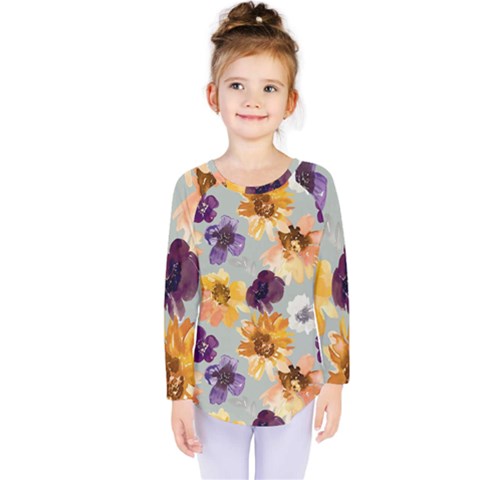 Floral Beauty Kids  Long Sleeve Tee by Angelandspot