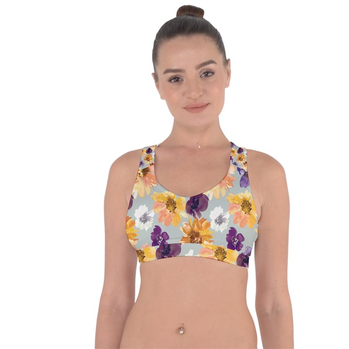 Floral Beauty Cross String Back Sports Bra