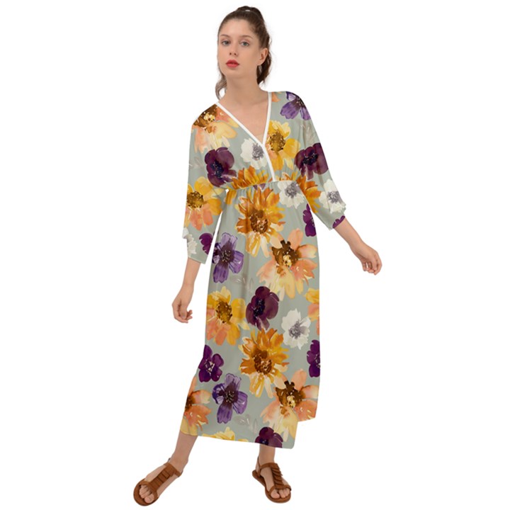 Floral Beauty Grecian Style  Maxi Dress