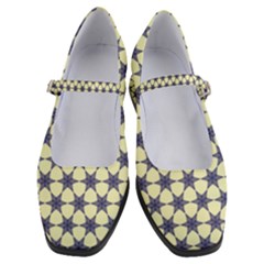 Navy Geometric Stars Pattern  Women s Mary Jane Shoes