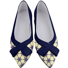 Navy Geometric Stars Pattern  Women s Bow Heels