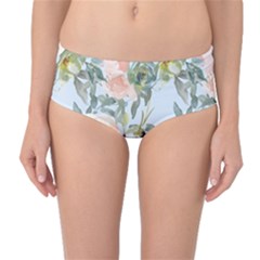 Pink Old Fashioned Roses Mid-waist Bikini Bottoms