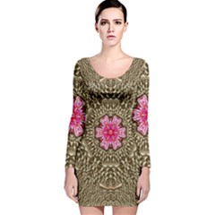 Earth Can Be A Beautiful Flower In The Universe Long Sleeve Velvet Bodycon Dress by pepitasart