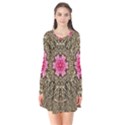 Earth Can Be A Beautiful Flower In The Universe Long Sleeve V-neck Flare Dress View1