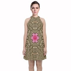 Earth Can Be A Beautiful Flower In The Universe Velvet Halter Neckline Dress  by pepitasart