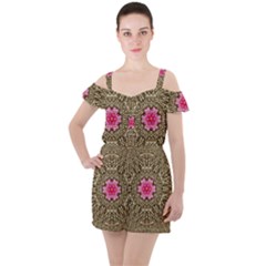 Earth Can Be A Beautiful Flower In The Universe Ruffle Cut Out Chiffon Playsuit by pepitasart