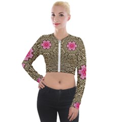 Earth Can Be A Beautiful Flower In The Universe Long Sleeve Cropped Velvet Jacket by pepitasart