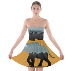 Illustrations Sketch Elephant Wallpaper Strapless Bra Top Dress by HermanTelo