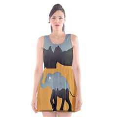 Illustrations Sketch Elephant Wallpaper Scoop Neck Skater Dress