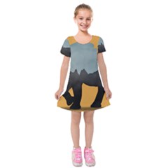 Illustrations Sketch Elephant Wallpaper Kids  Short Sleeve Velvet Dress by HermanTelo