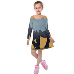 Illustrations Sketch Elephant Wallpaper Kids  Long Sleeve Velvet Dress by HermanTelo