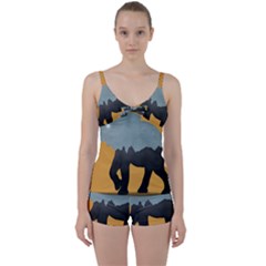 Illustrations Sketch Elephant Wallpaper Tie Front Two Piece Tankini by HermanTelo