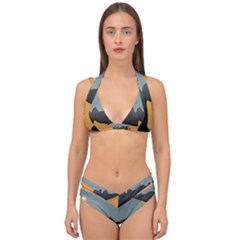 Illustrations Sketch Elephant Wallpaper Double Strap Halter Bikini Set by HermanTelo