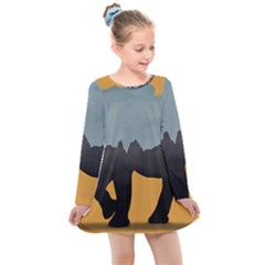 Illustrations Sketch Elephant Wallpaper Kids  Long Sleeve Dress by HermanTelo