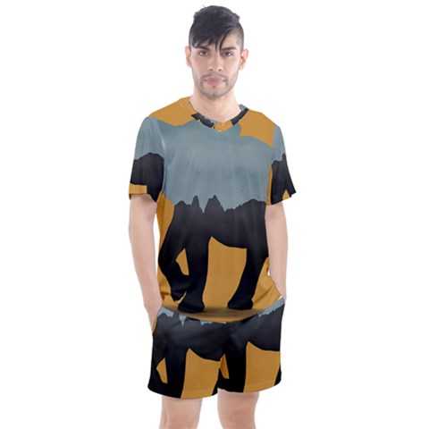 Illustrations Sketch Elephant Wallpaper Men s Mesh Tee And Shorts Set by HermanTelo