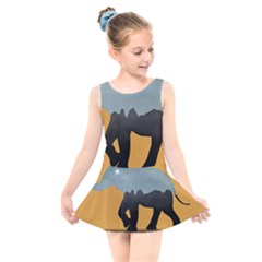 Illustrations Sketch Elephant Wallpaper Kids  Skater Dress Swimsuit by HermanTelo