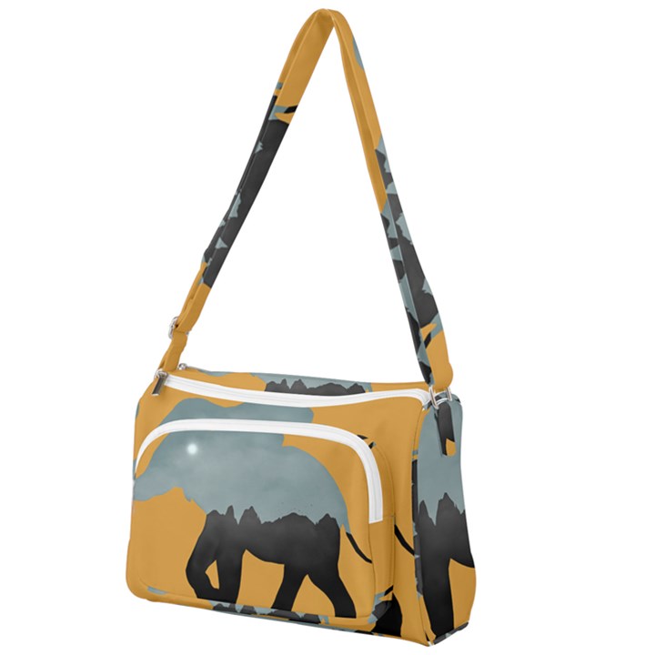 Illustrations Sketch Elephant Wallpaper Front Pocket Crossbody Bag