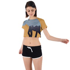 Illustrations Sketch Elephant Wallpaper Tie Back Short Sleeve Crop Tee