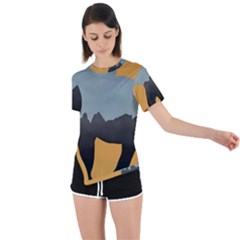 Illustrations Sketch Elephant Wallpaper Asymmetrical Short Sleeve Sports Tee