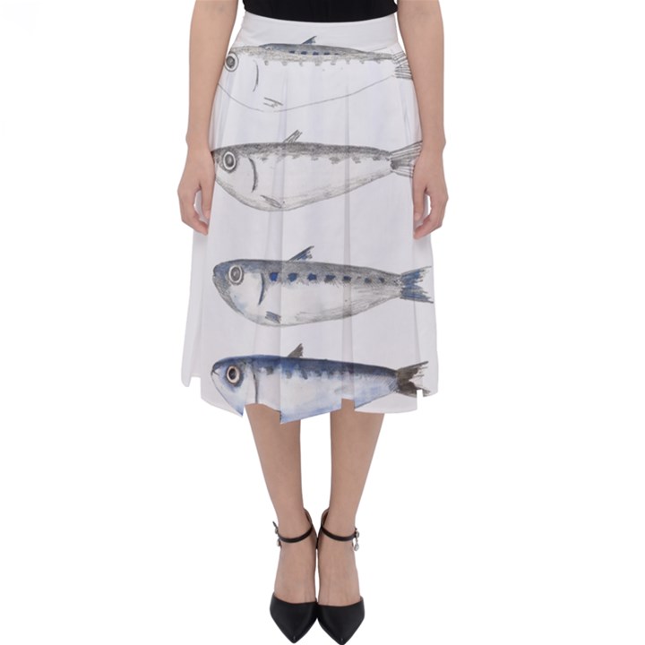 Pencil Fish Sardine Drawing Classic Midi Skirt