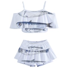 Pencil Fish Sardine Drawing Kids  Off Shoulder Skirt Bikini by HermanTelo