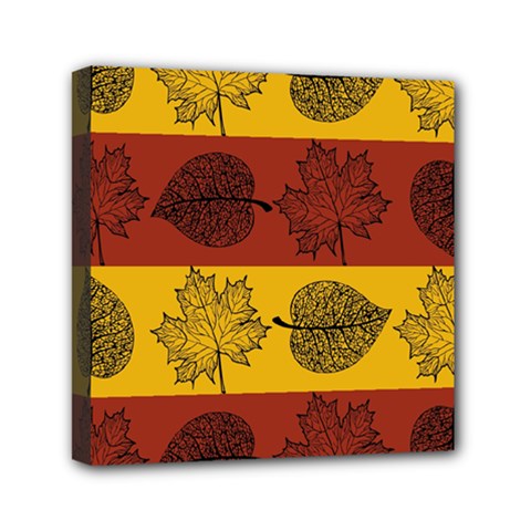 Autumn Leaves Colorful Nature Mini Canvas 6  X 6  (stretched) by Mariart