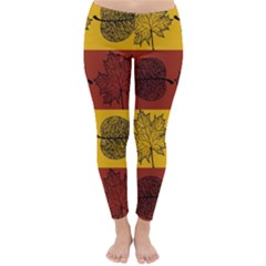 Autumn Leaves Colorful Nature Classic Winter Leggings by Mariart