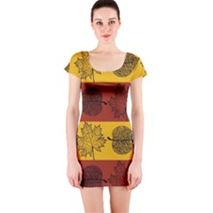 Autumn Leaves Colorful Nature Short Sleeve Bodycon Dress by Mariart