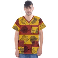 Autumn Leaves Colorful Nature Men s V-neck Scrub Top