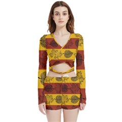 Autumn Leaves Colorful Nature Velvet Wrap Crop Top