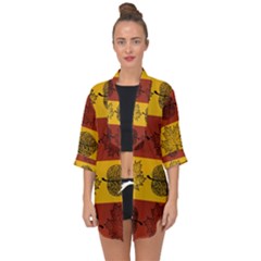 Autumn Leaves Colorful Nature Open Front Chiffon Kimono by Mariart