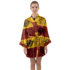 Autumn Leaves Colorful Nature Long Sleeve Satin Kimono by Mariart