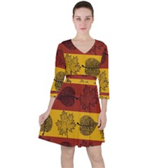 Autumn Leaves Colorful Nature Ruffle Dress by Mariart