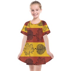 Autumn Leaves Colorful Nature Kids  Smock Dress