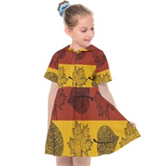 Autumn Leaves Colorful Nature Kids  Sailor Dress