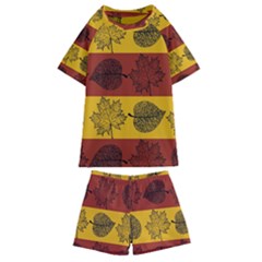 Autumn Leaves Colorful Nature Kids  Swim Tee And Shorts Set by Mariart