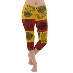 Autumn Leaves Colorful Nature Lightweight Velour Capri Yoga Leggings by Mariart