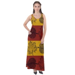 Autumn Leaves Colorful Nature Sleeveless Velour Maxi Dress by Mariart