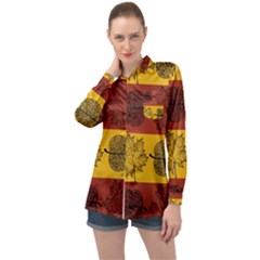 Autumn Leaves Colorful Nature Long Sleeve Satin Shirt