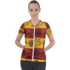 Autumn Leaves Colorful Nature Short Sleeve Zip Up Jacket