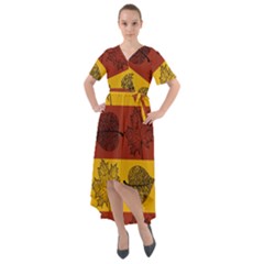 Autumn Leaves Colorful Nature Front Wrap High Low Dress