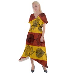 Autumn Leaves Colorful Nature Cross Front Sharkbite Hem Maxi Dress by Mariart