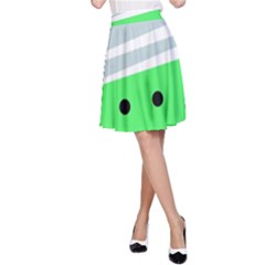 Dots And Lines, Mixed Shapes Pattern, Colorful Abstract Design A-line Skirt by Casemiro