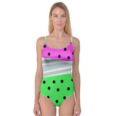 Dots And Lines, Mixed Shapes Pattern, Colorful Abstract Design Camisole Leotard  by Casemiro